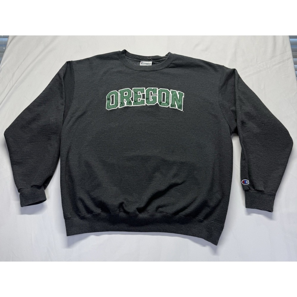 Champion Oregon Ducks Crewneck sweatshirt 2XL gray NCAA Pullover logo *hole